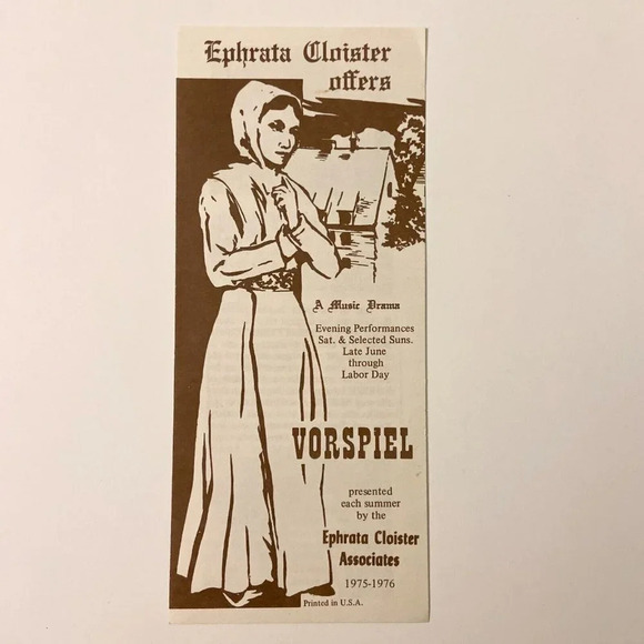 Vintage Ephrata Cloister Vorspiel Music Drama Pennsylvania Brochure Souvenir - Picture 1 of 9